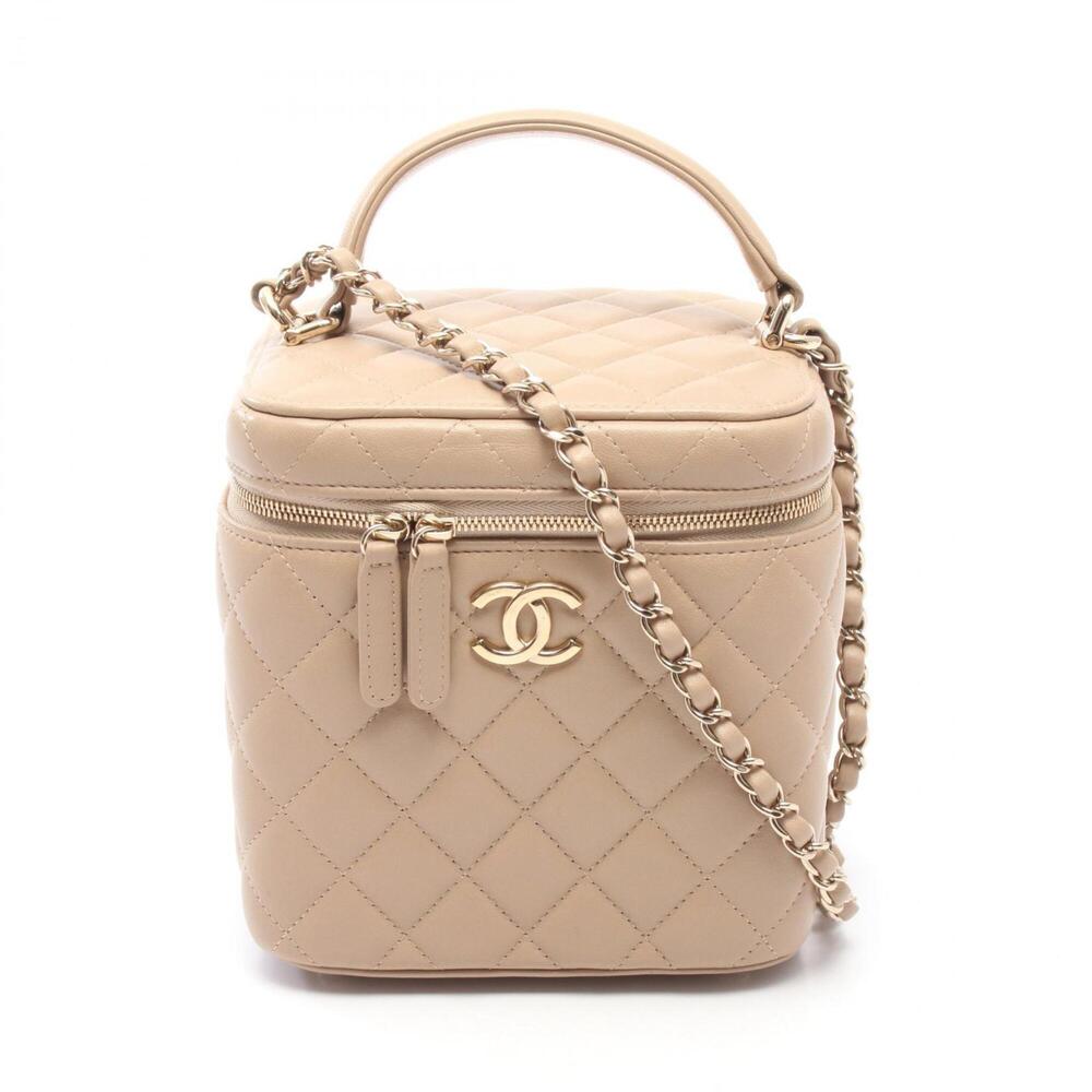 Chanel Matelassé Shoulder Bag/Handbag, Leather, Women's, Beige, AS2362